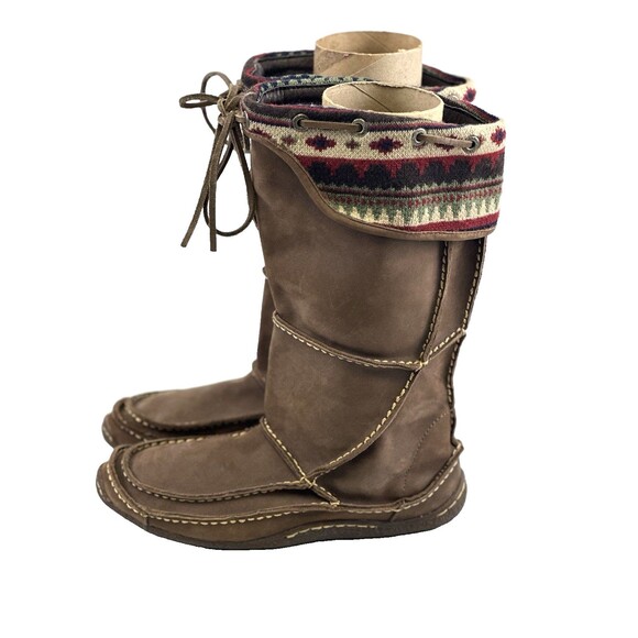 Durango Santa Fe Tall Moccasin Boot PullOn Knee Brown Leather Flat RD065 Women 9 - Picture 1 of 12